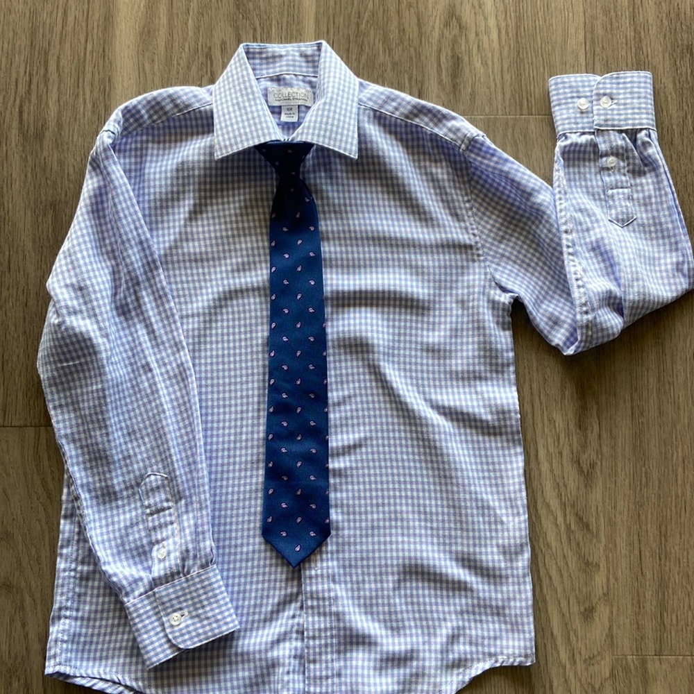 Boys dress button down shirt with tie